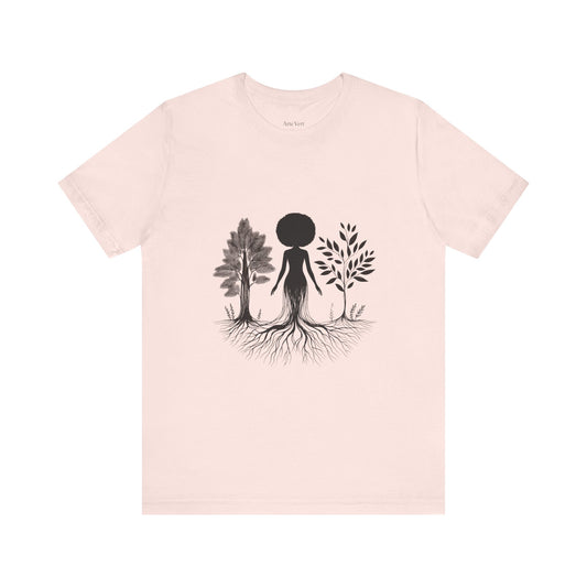 Grounded Soul Shirt β Abstract One-Line Nude with Tree Roots | Arte Vert Designs