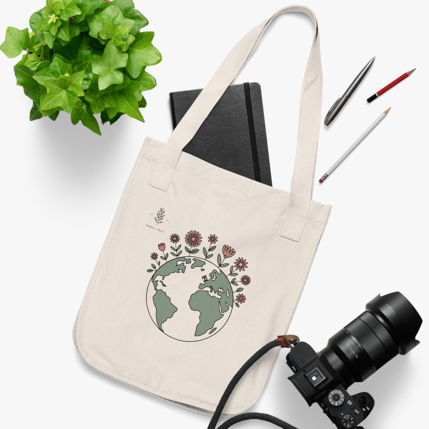 ArteVert Organic Canvas Tote - Floral Earth Design for Nature Lovers