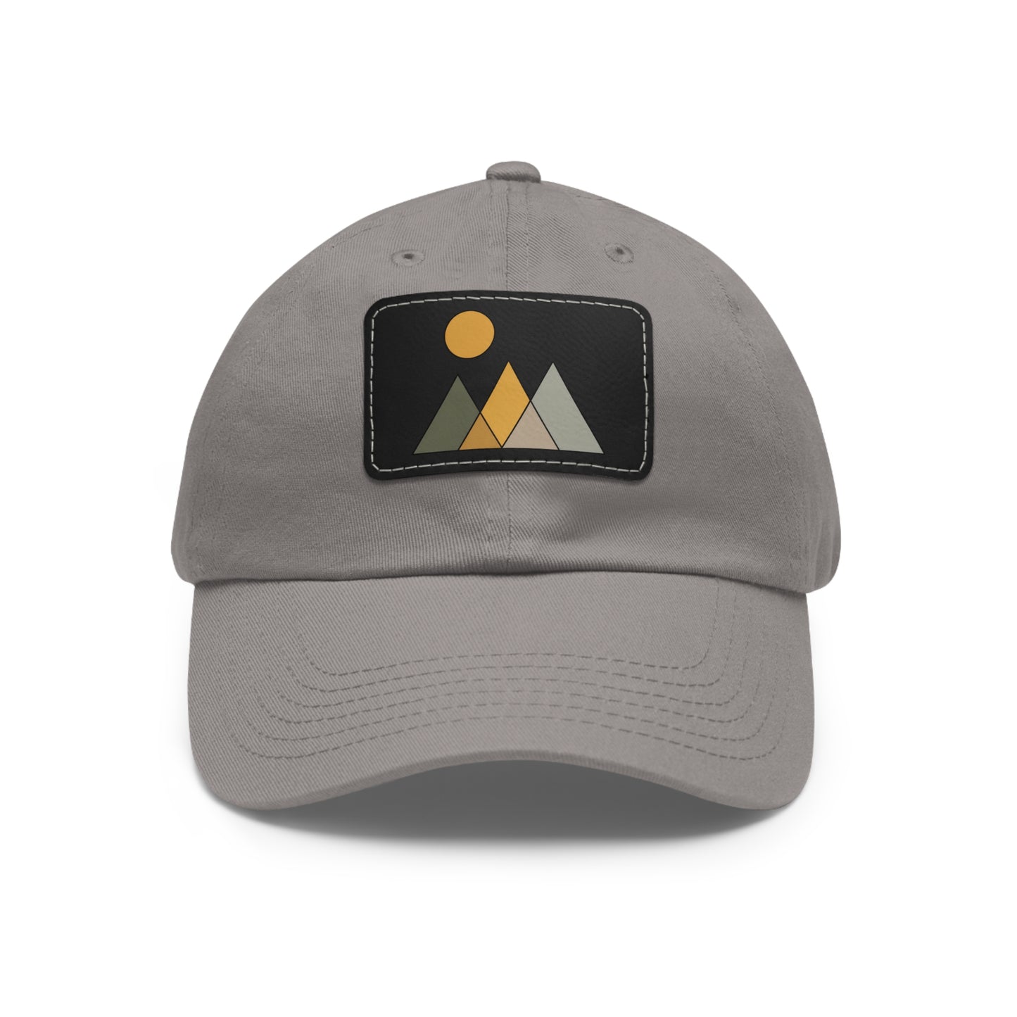 Arte Vert Mountain Sunrise Dad Hat with Leather Patch - Minimal Nature Design