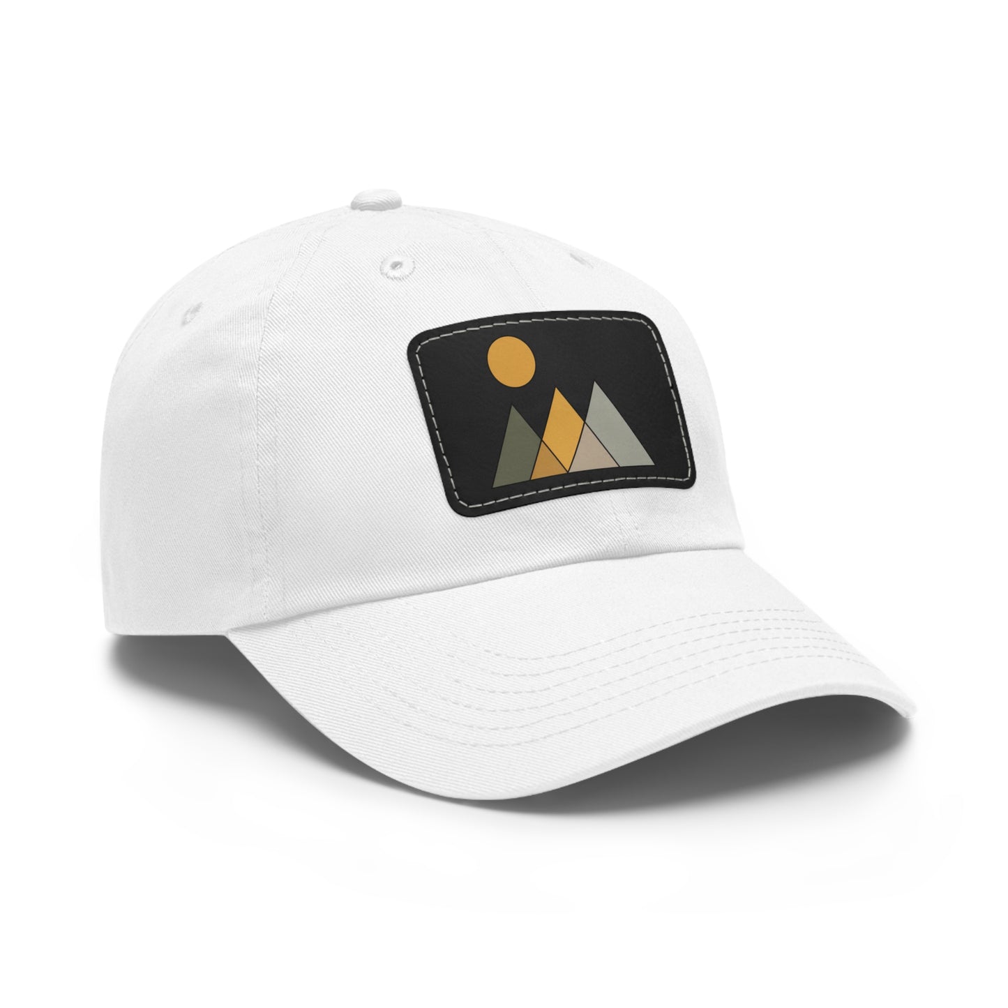 Arte Vert Mountain Sunrise Dad Hat with Leather Patch - Minimal Nature Design