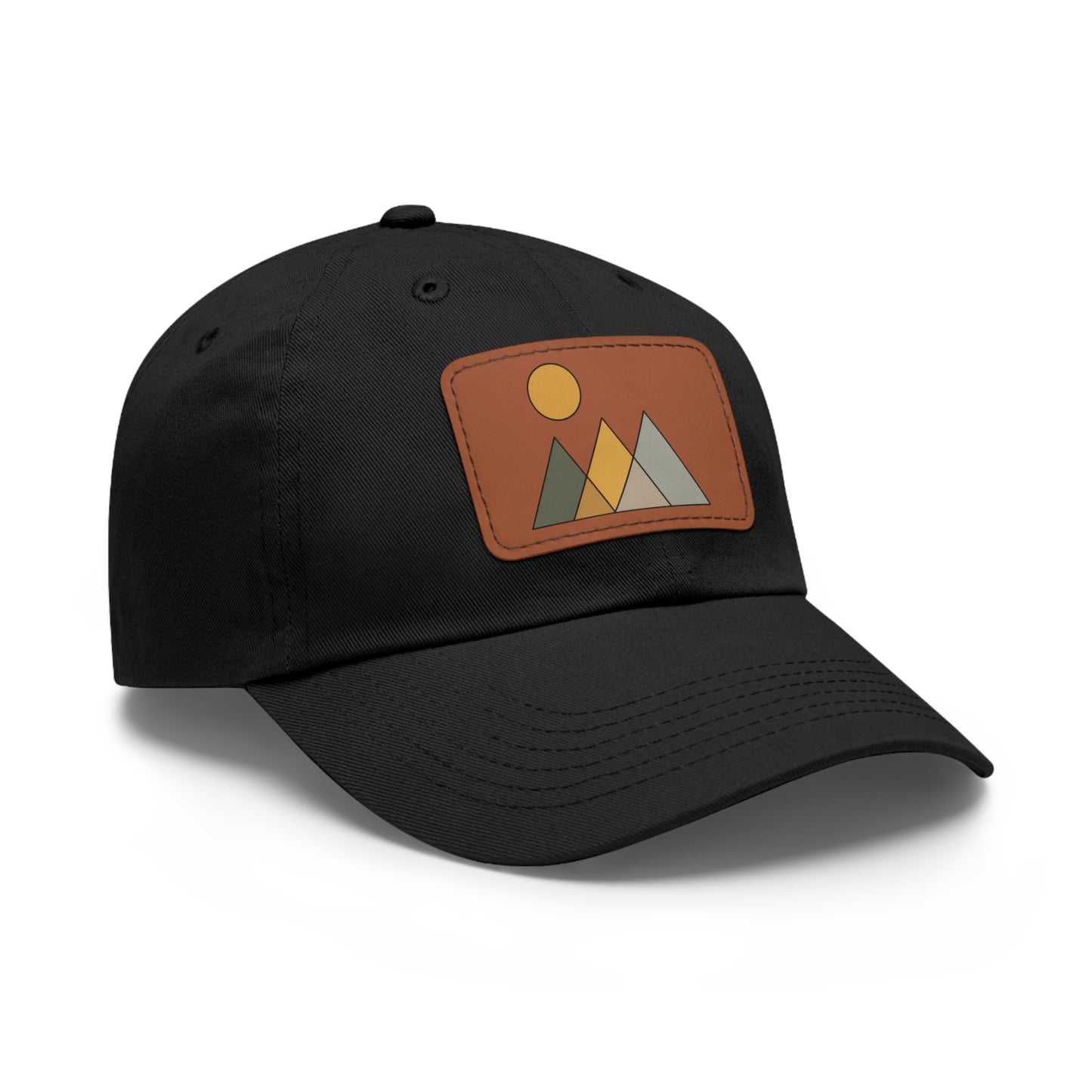 Arte Vert Mountain Sunrise Dad Hat with Leather Patch - Minimal Nature Design