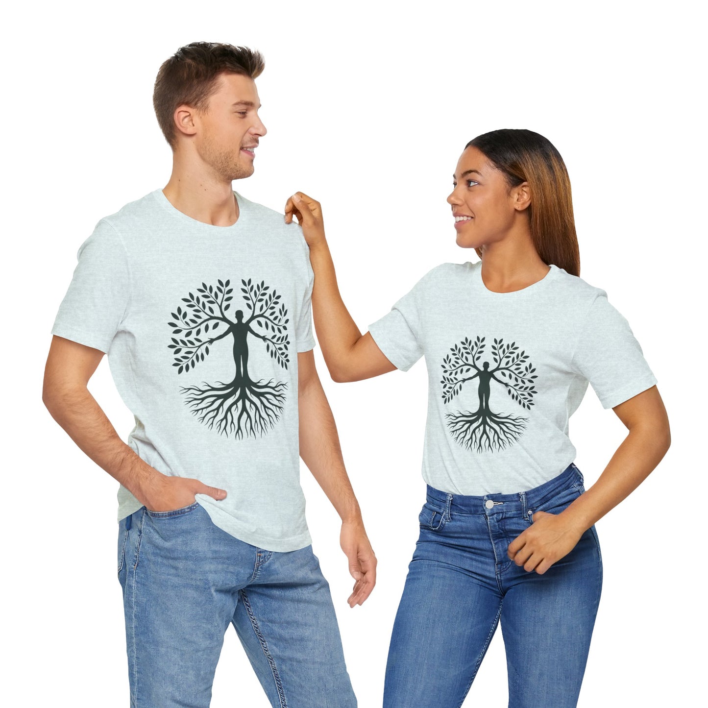 Roots of Life Organic Cotton Tee - Human & Tree Silhouette Nature Design