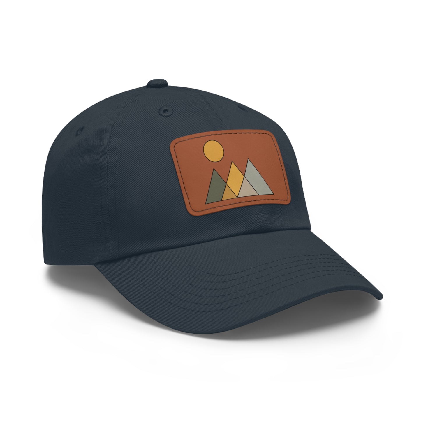 Arte Vert Mountain Sunrise Dad Hat with Leather Patch - Minimal Nature Design