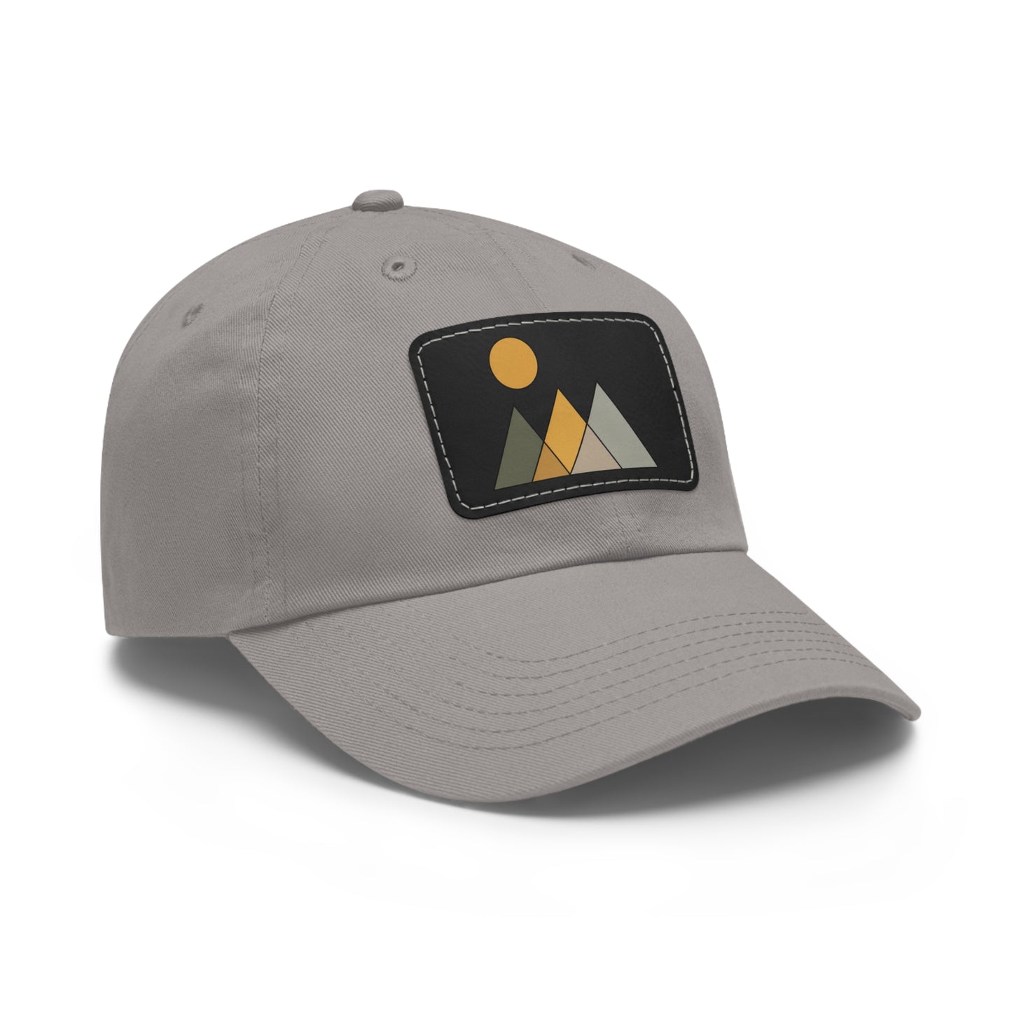 Arte Vert Mountain Sunrise Dad Hat with Leather Patch - Minimal Nature Design