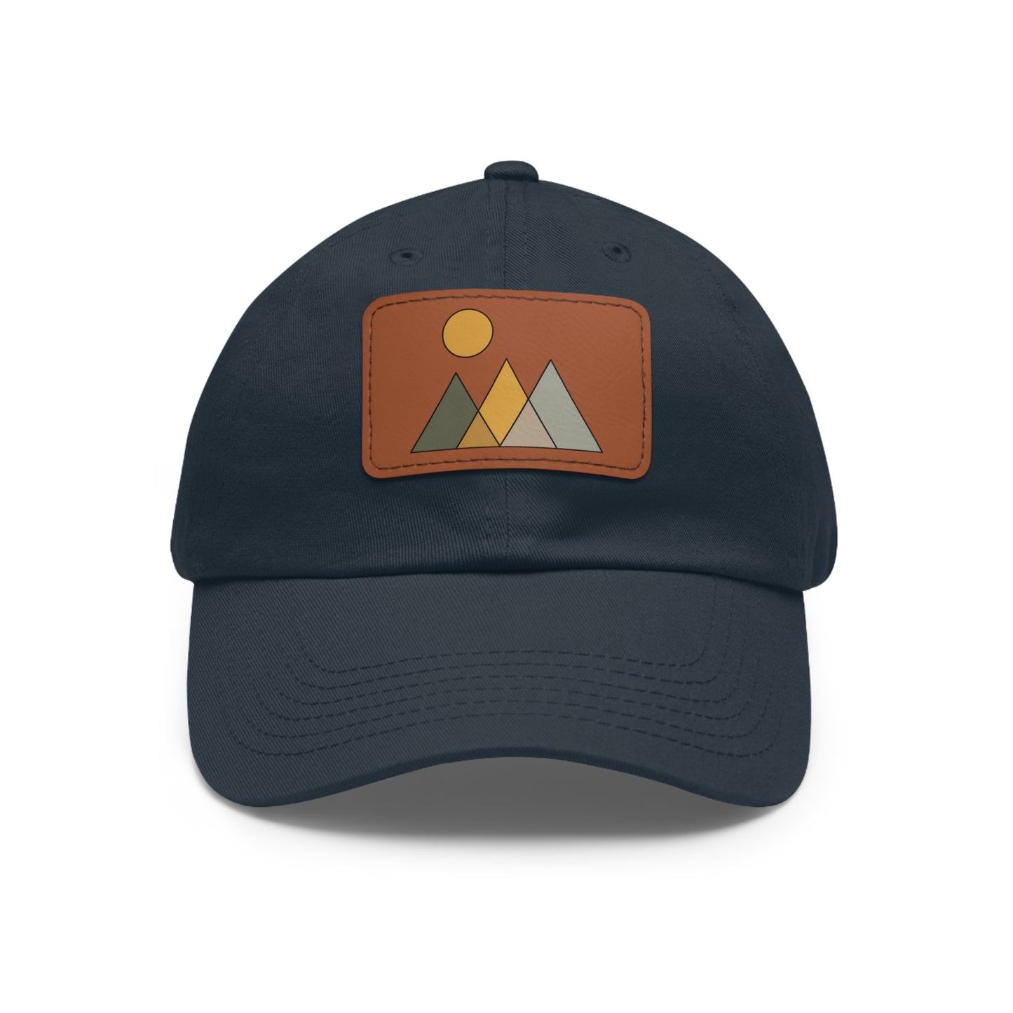 Arte Vert Mountain Sunrise Dad Hat with Leather Patch - Minimal Nature Design
