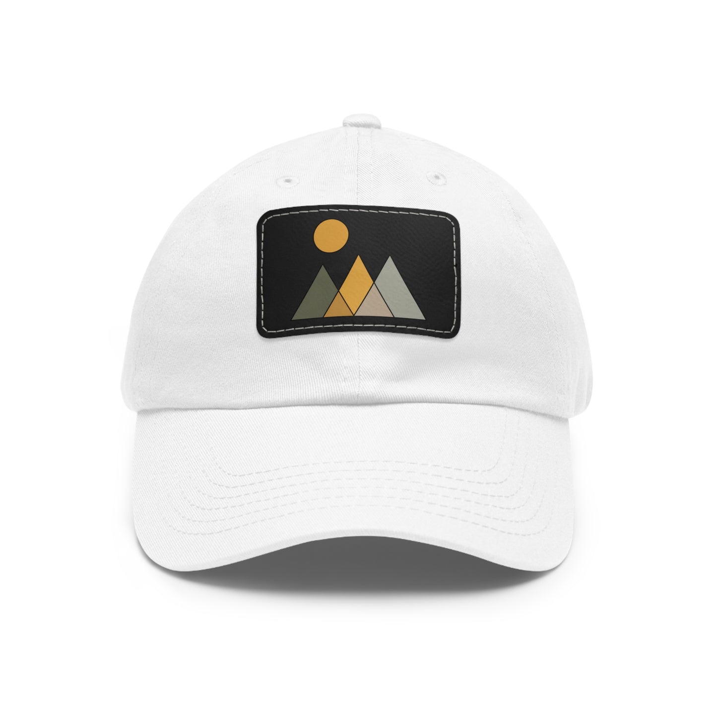 Arte Vert Mountain Sunrise Dad Hat with Leather Patch - Minimal Nature Design