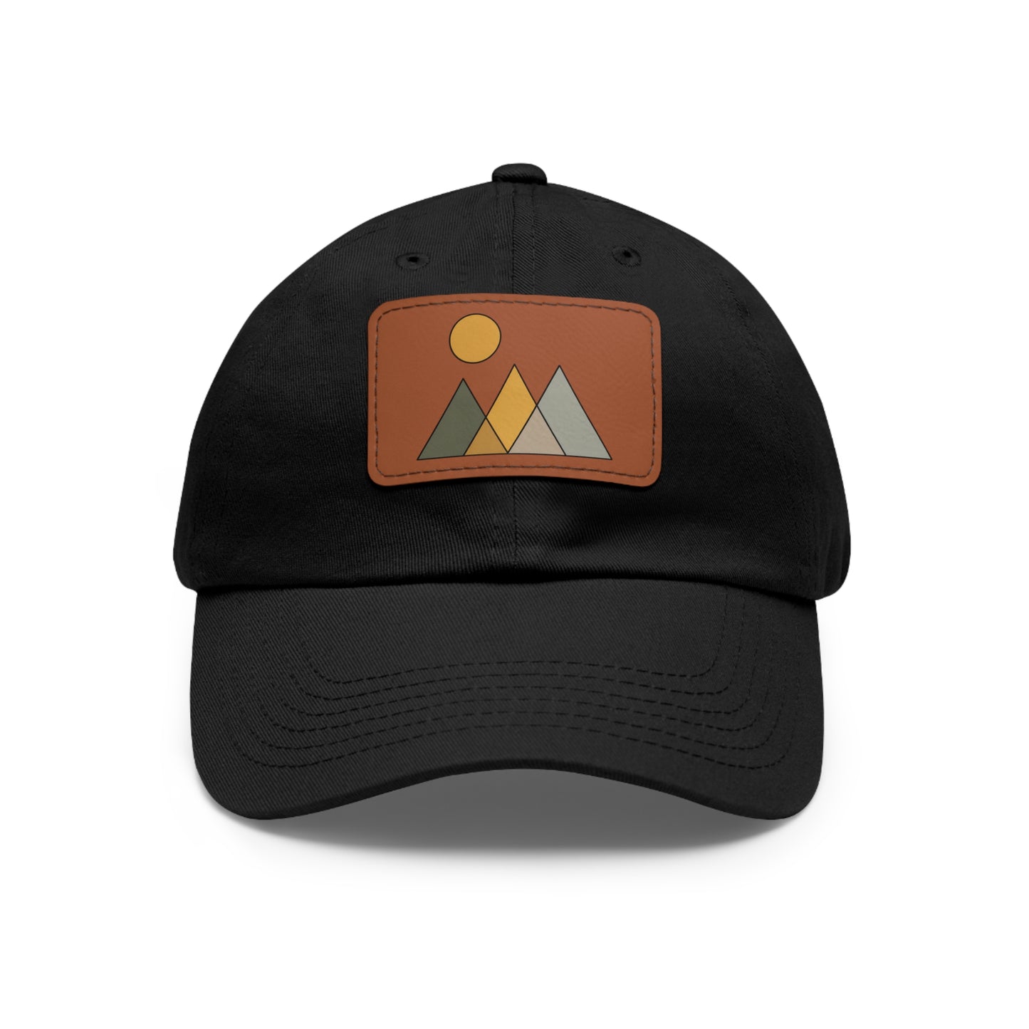 Arte Vert Mountain Sunrise Dad Hat with Leather Patch - Minimal Nature Design