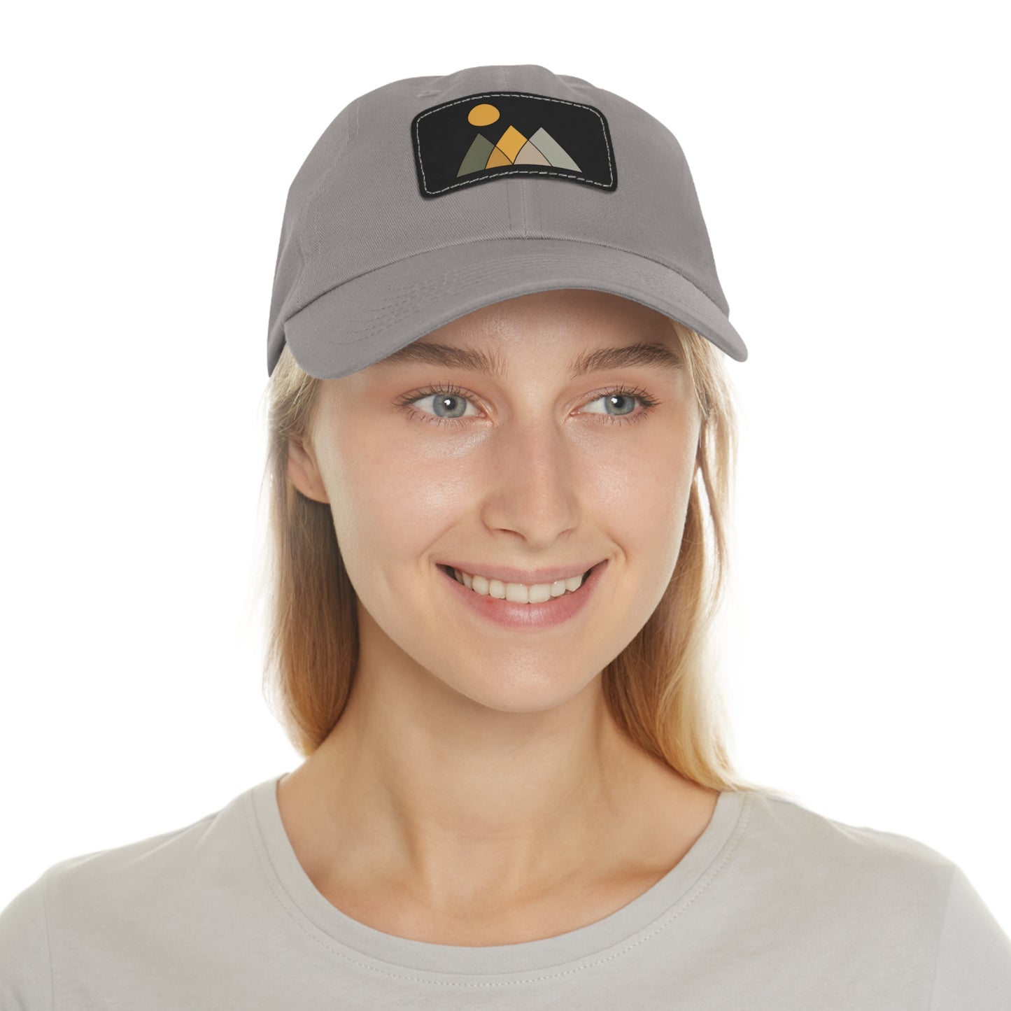 Arte Vert Mountain Sunrise Dad Hat with Leather Patch - Minimal Nature Design