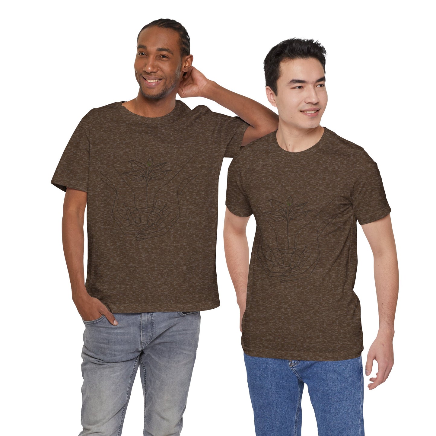 Root Connection Tee – One-Line Hands & Roots Drawing, Spiritual Nature Art | Arte Vert Designs