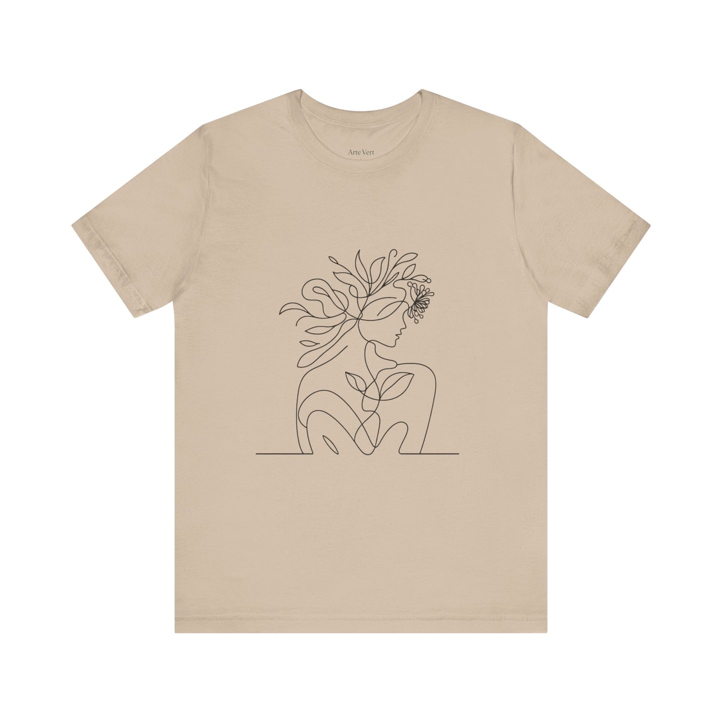 Minimalist Botanical Face Line Art Tee – Abstract Nude Drawing Shirt | Arte Vert Designs