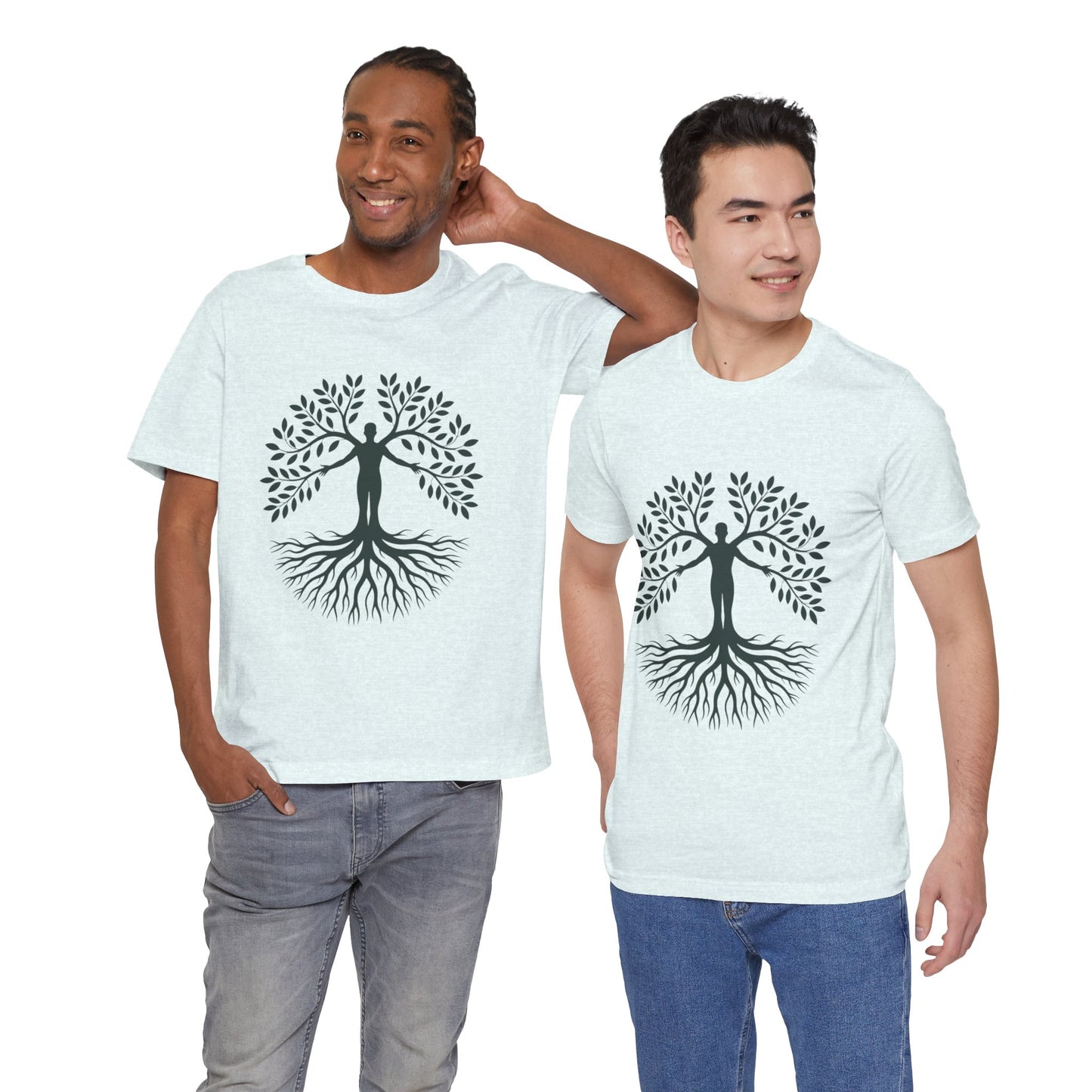 Roots of Life Organic Cotton Tee - Human & Tree Silhouette Nature Design