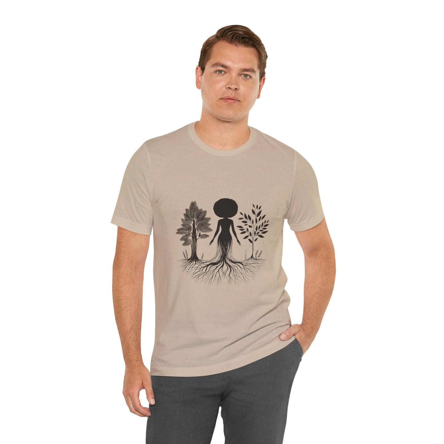 Grounded Soul Shirt – Abstract One-Line Nude with Tree Roots | Arte Vert Designs