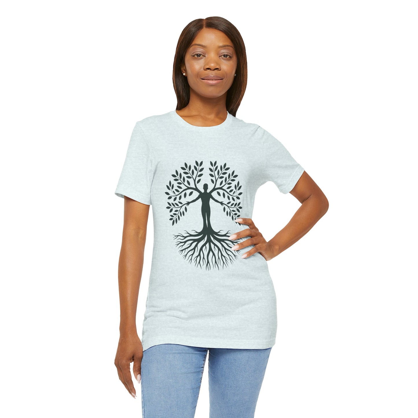 Roots of Life Organic Cotton Tee - Human & Tree Silhouette Nature Design