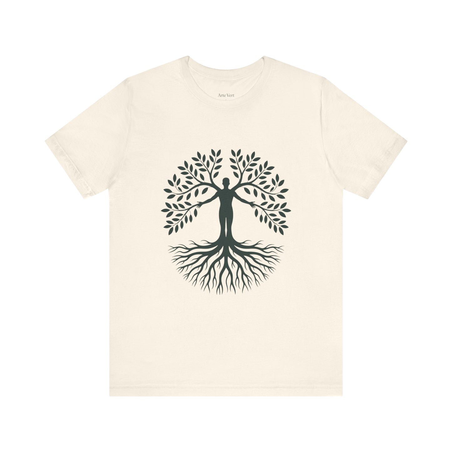Roots of Life Organic Cotton Tee - Human & Tree Silhouette Nature Design