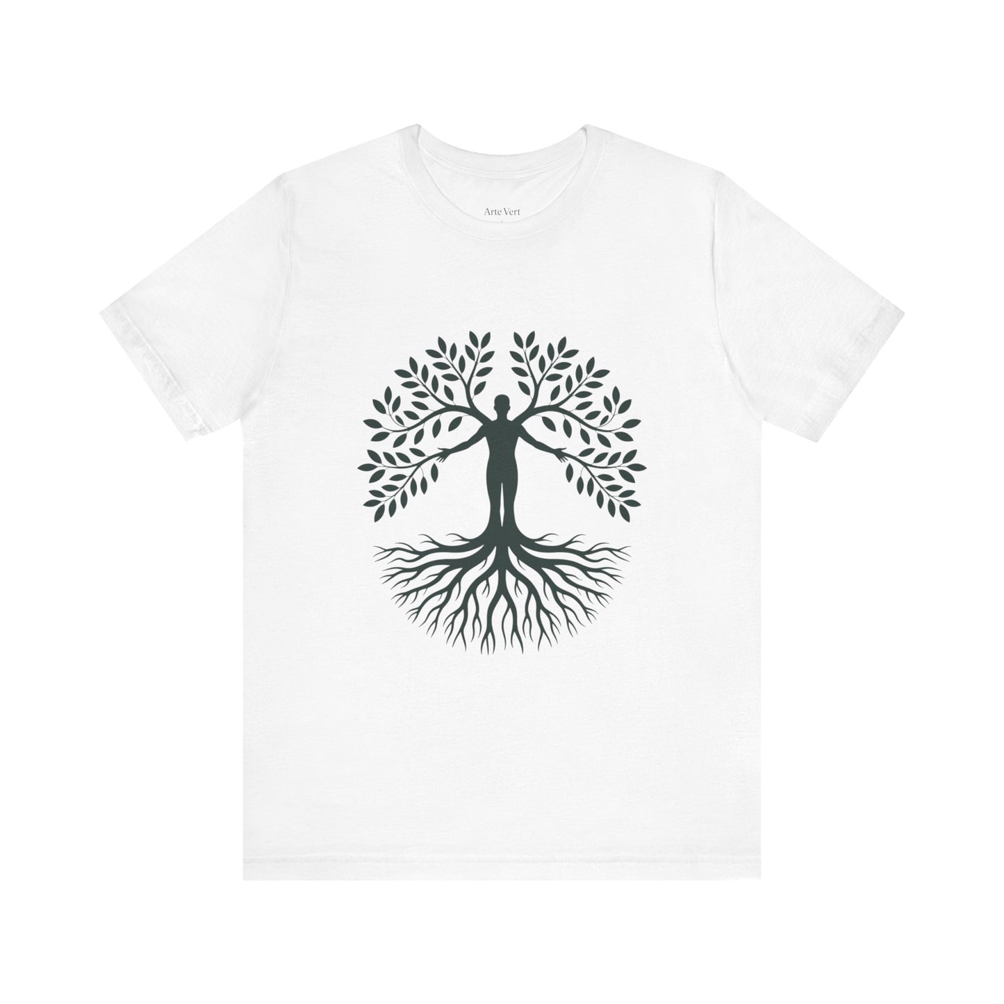 Roots of Life Organic Cotton Tee - Human & Tree Silhouette Nature Design