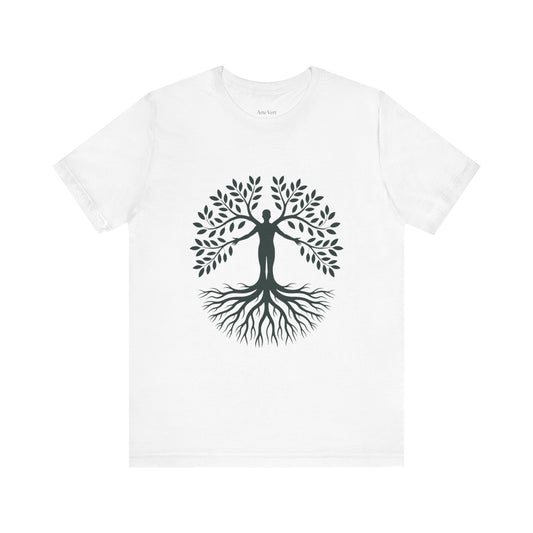 Roots of Life Organic Cotton Tee - Human & Tree Silhouette Nature Design