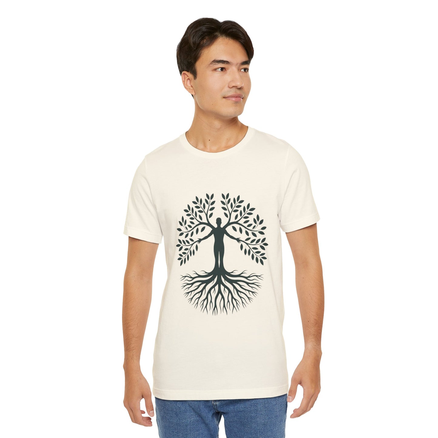 Roots of Life Organic Cotton Tee - Human & Tree Silhouette Nature Design