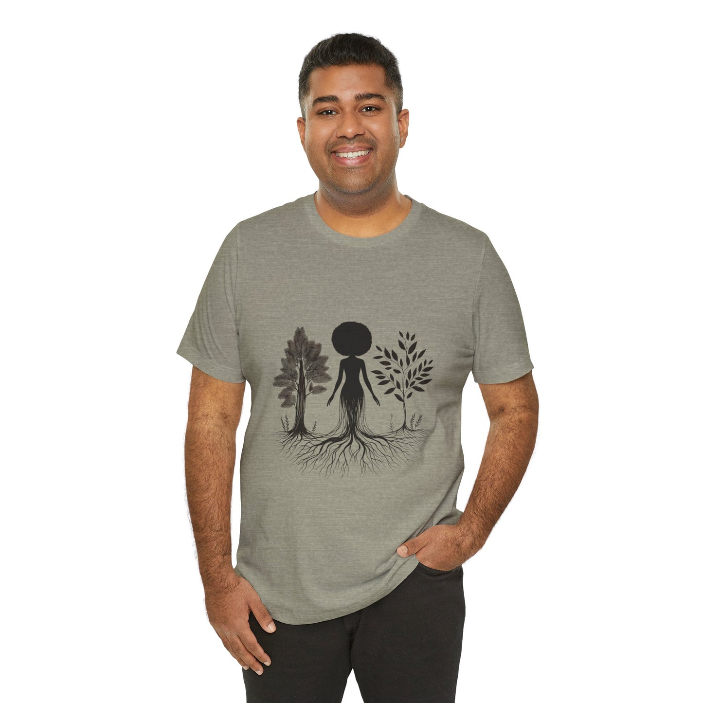Grounded Soul Shirt – Abstract One-Line Nude with Tree Roots | Arte Vert Designs