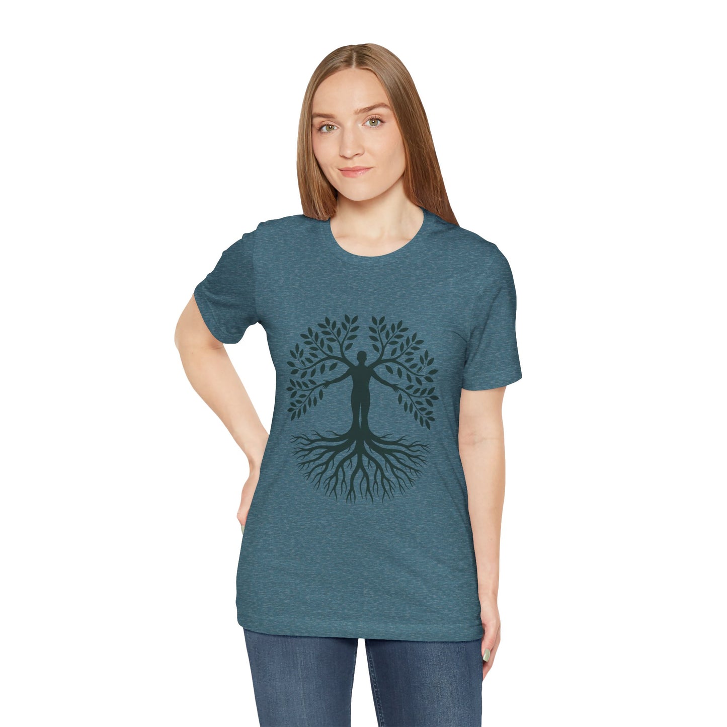 Roots of Life Organic Cotton Tee - Human & Tree Silhouette Nature Design