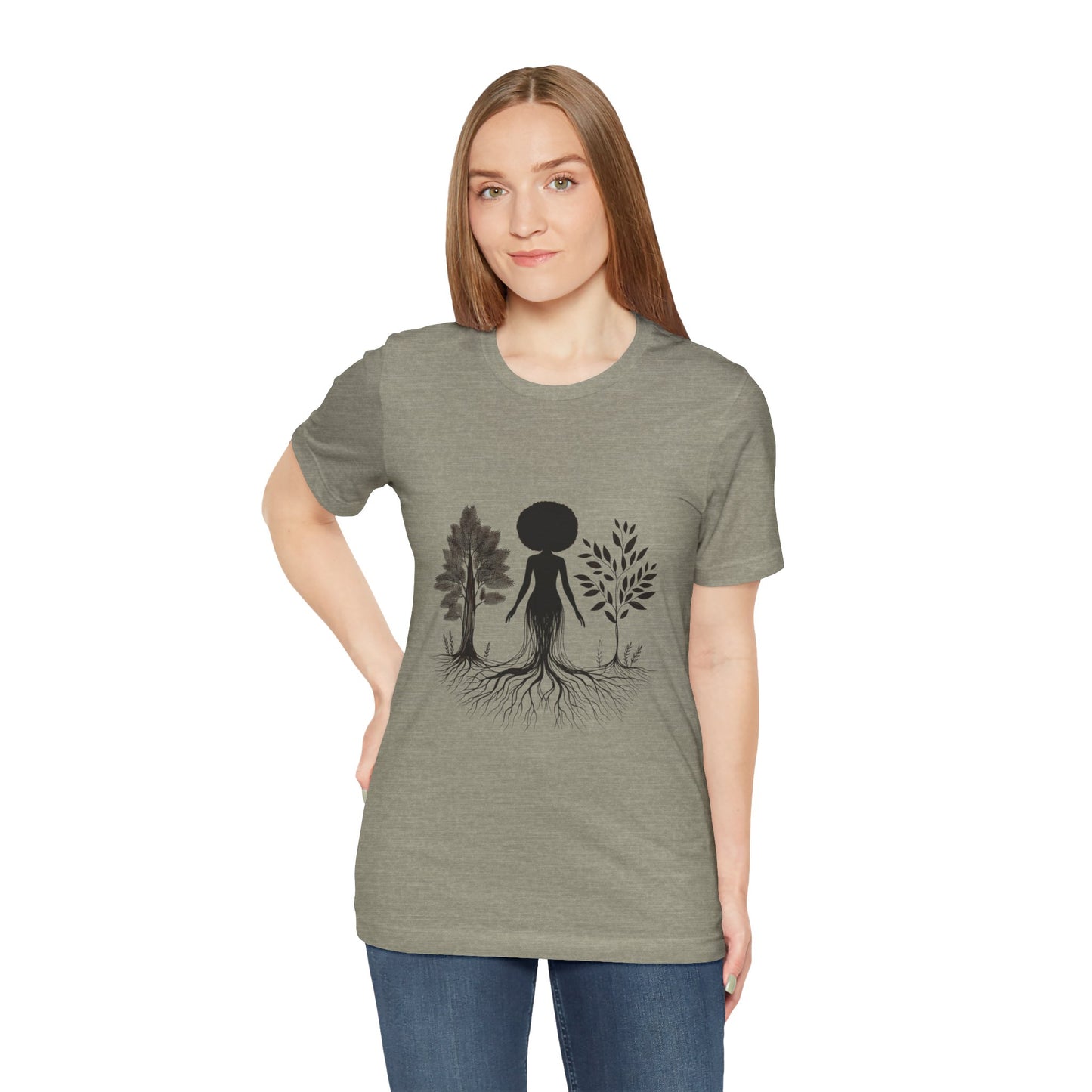 Grounded Soul Shirt – Abstract One-Line Nude with Tree Roots | Arte Vert Designs