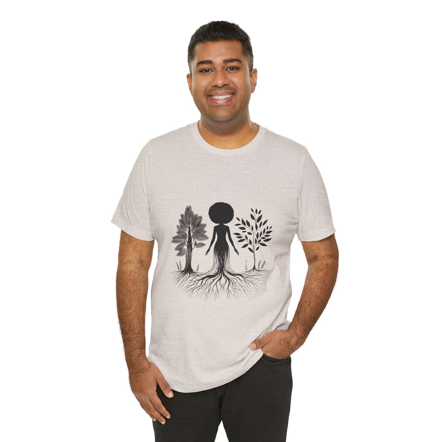 Grounded Soul Shirt – Abstract One-Line Nude with Tree Roots | Arte Vert Designs