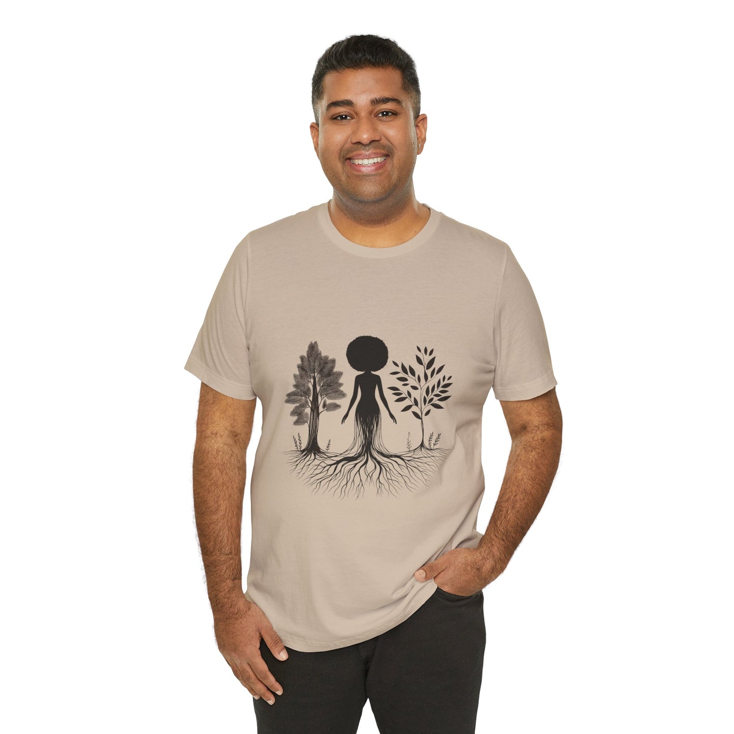 Grounded Soul Shirt – Abstract One-Line Nude with Tree Roots | Arte Vert Designs