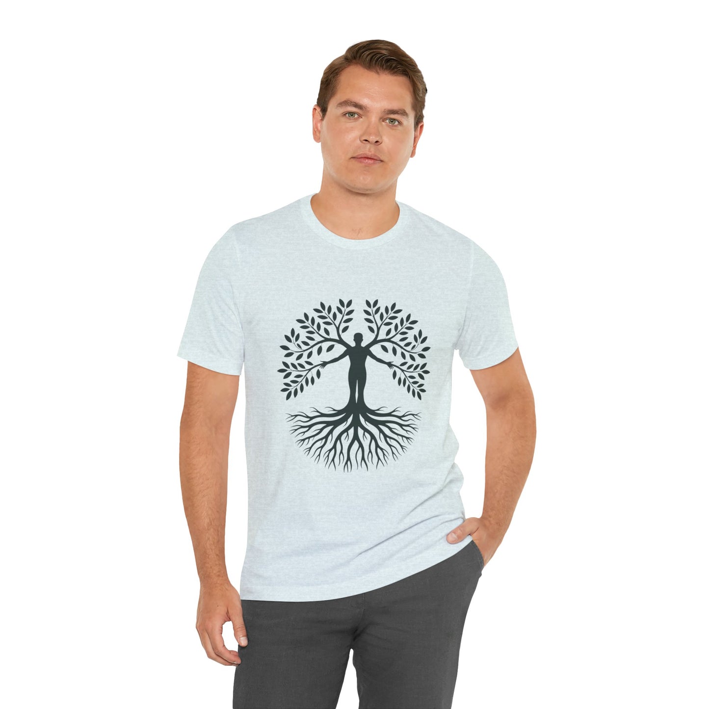 Roots of Life Organic Cotton Tee - Human & Tree Silhouette Nature Design