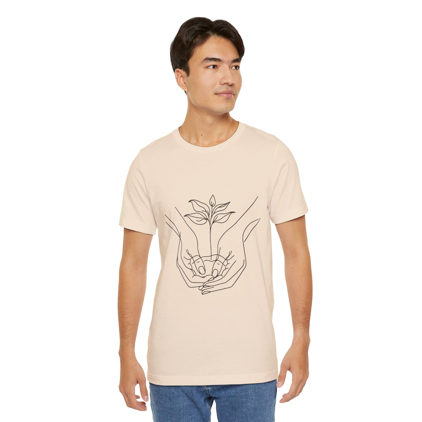Root Connection Tee – One-Line Hands & Roots Drawing, Spiritual Nature Art | Arte Vert Designs