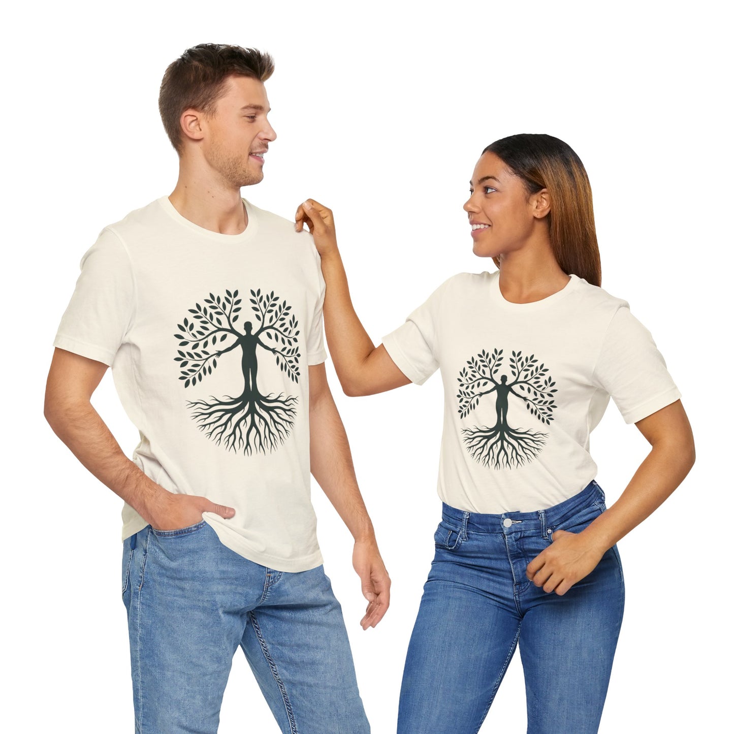 Roots of Life Organic Cotton Tee - Human & Tree Silhouette Nature Design