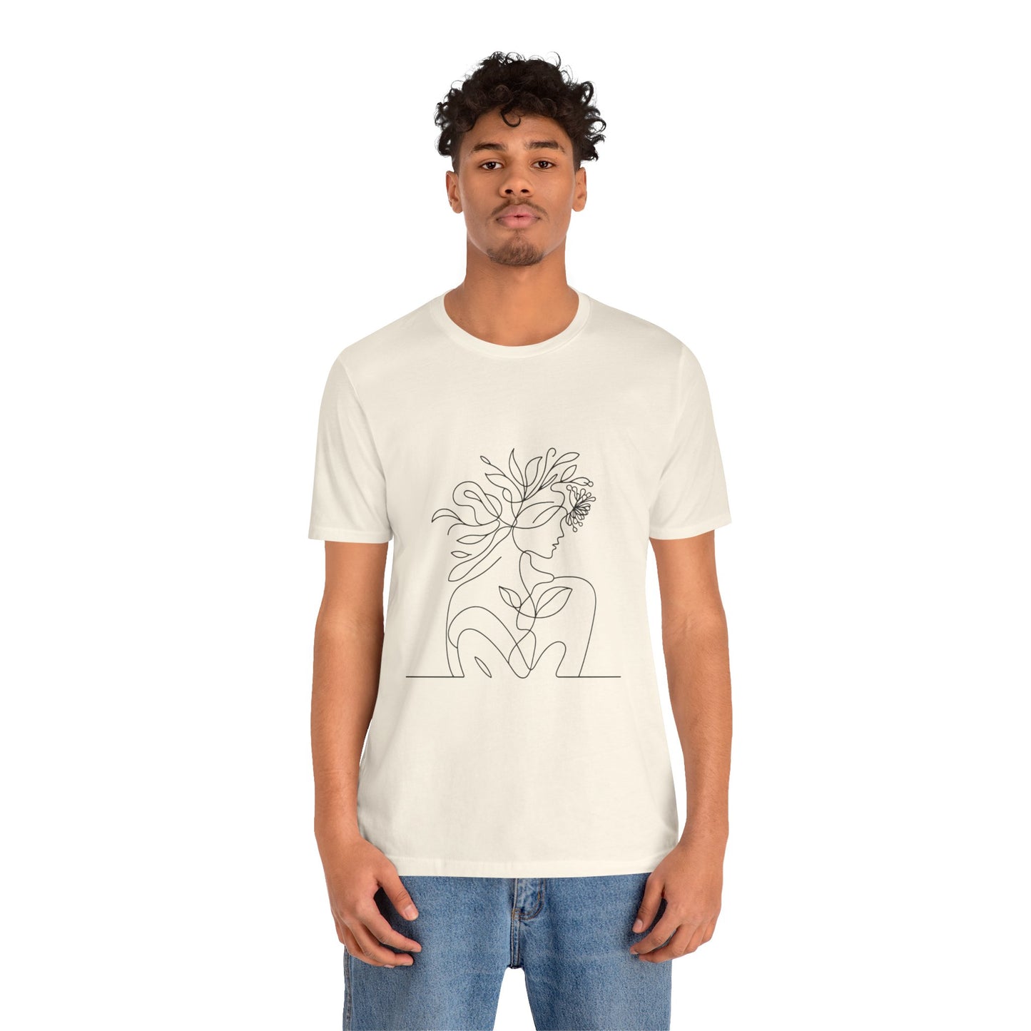 Minimalist Botanical Face Line Art Tee – Abstract Nude Drawing Shirt | Arte Vert Designs
