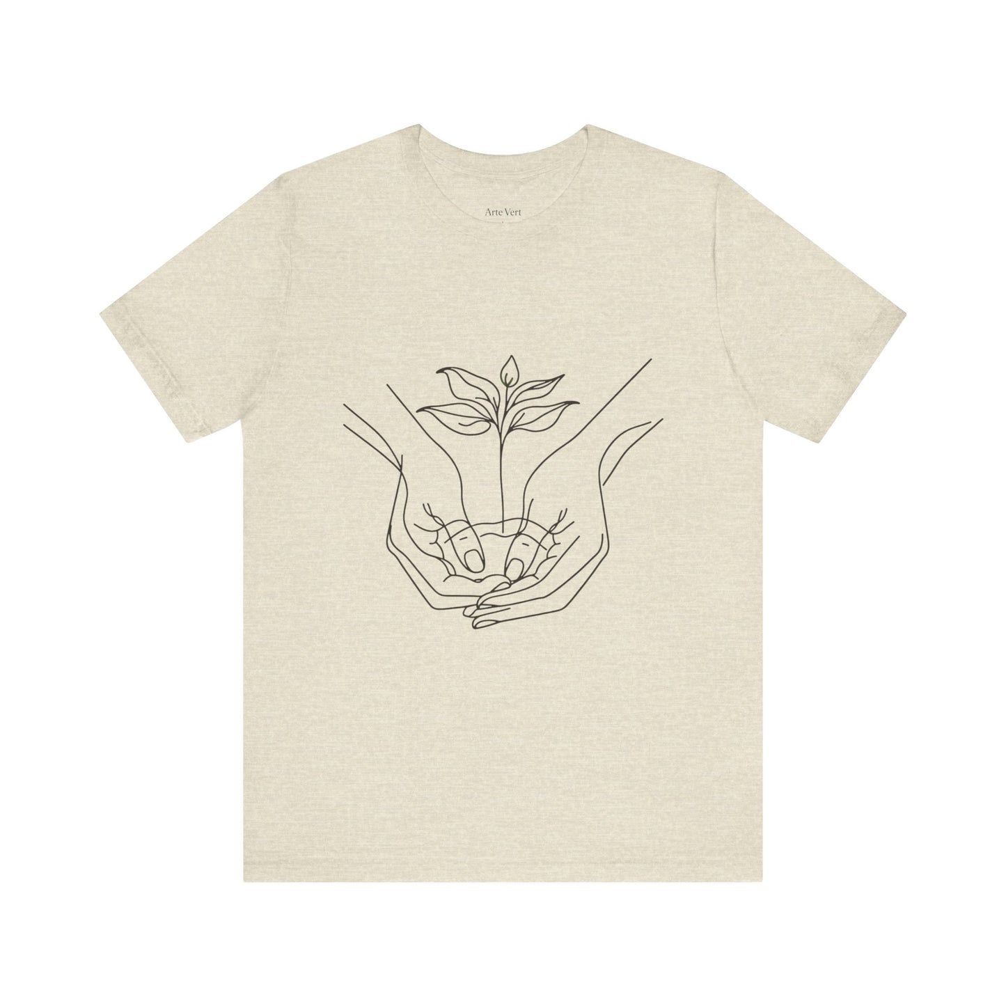 Root Connection Tee – One-Line Hands & Roots Drawing, Spiritual Nature Art | Arte Vert Designs