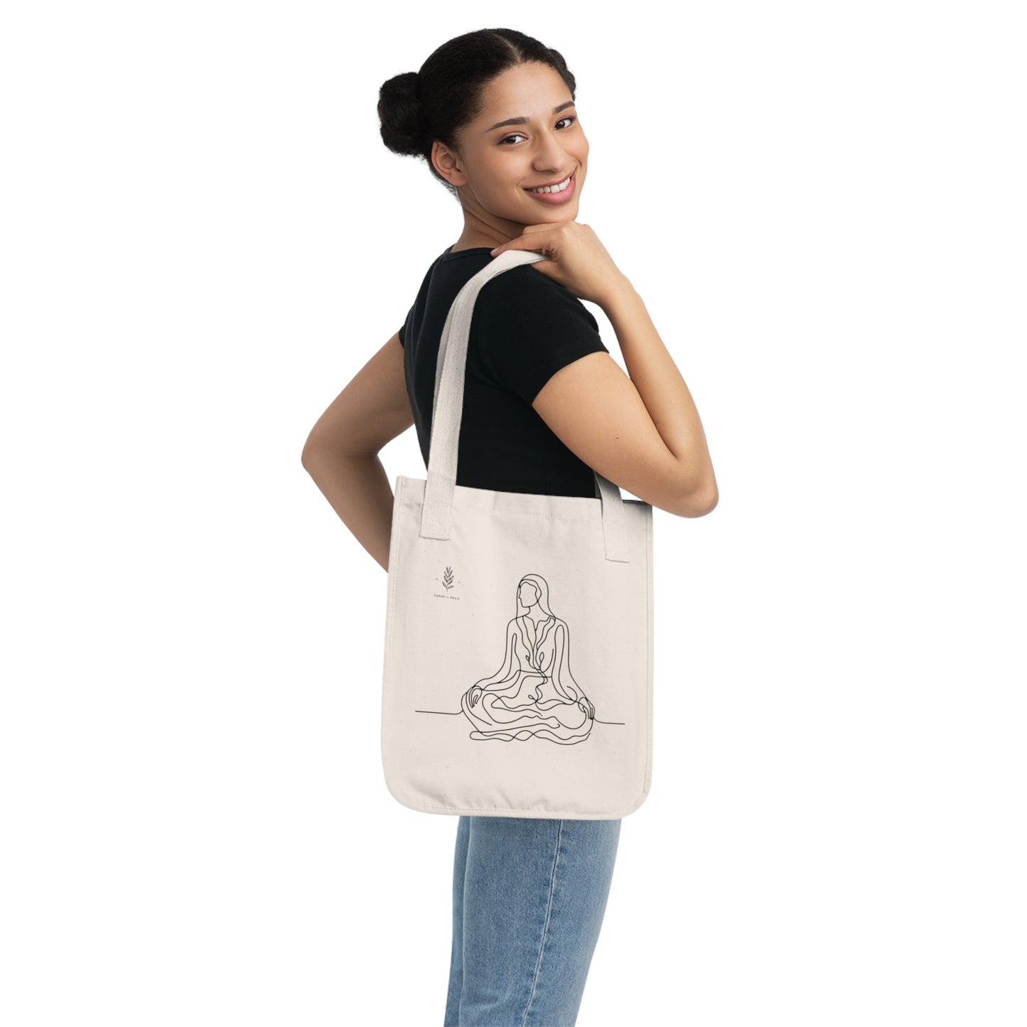 Rooted Balance Tote Bag – Minimalist Line Art of Woman & Tree Roots | Eco-Friendly Canvas Tote