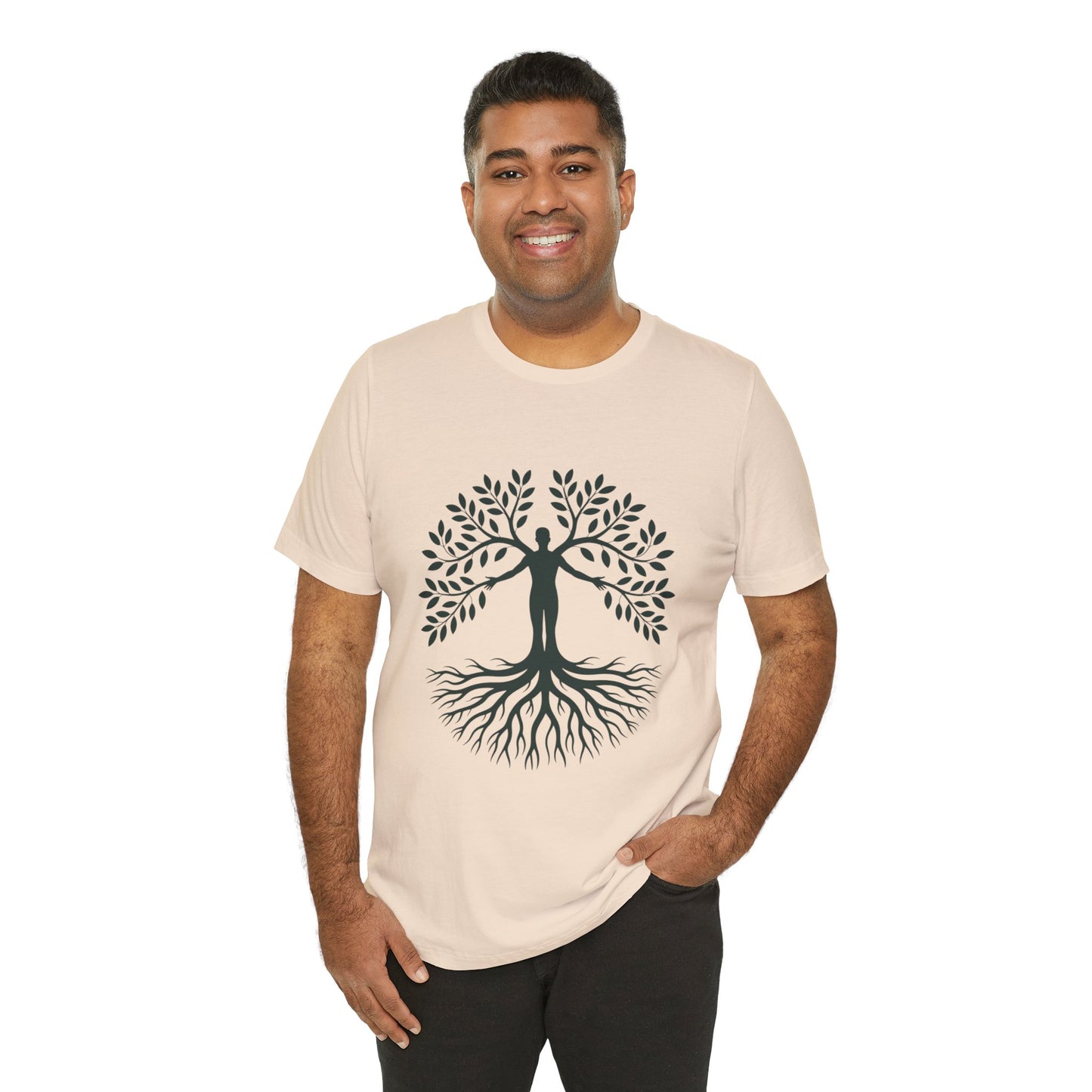Roots of Life Organic Cotton Tee - Human & Tree Silhouette Nature Design