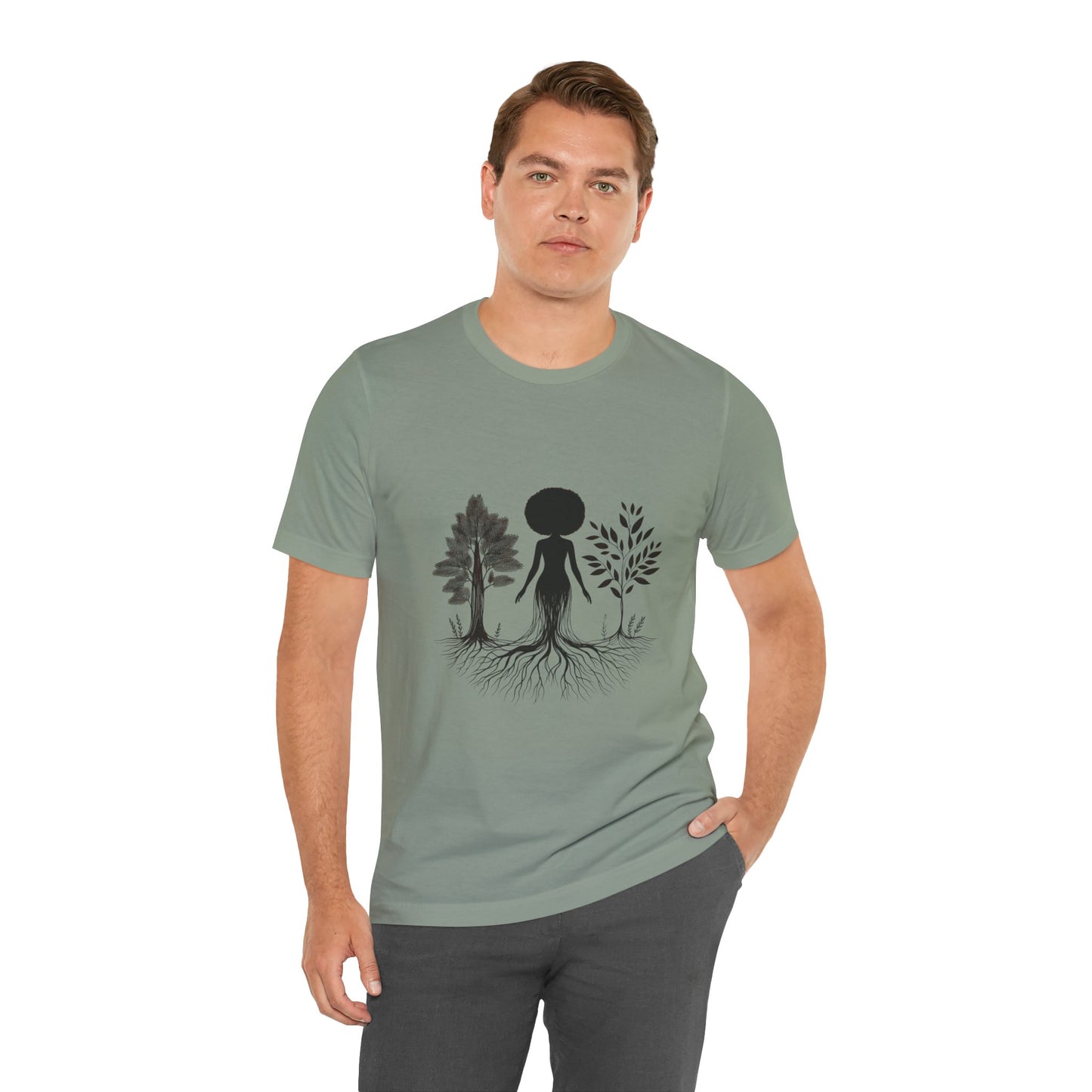 Grounded Soul Shirt – Abstract One-Line Nude with Tree Roots | Arte Vert Designs