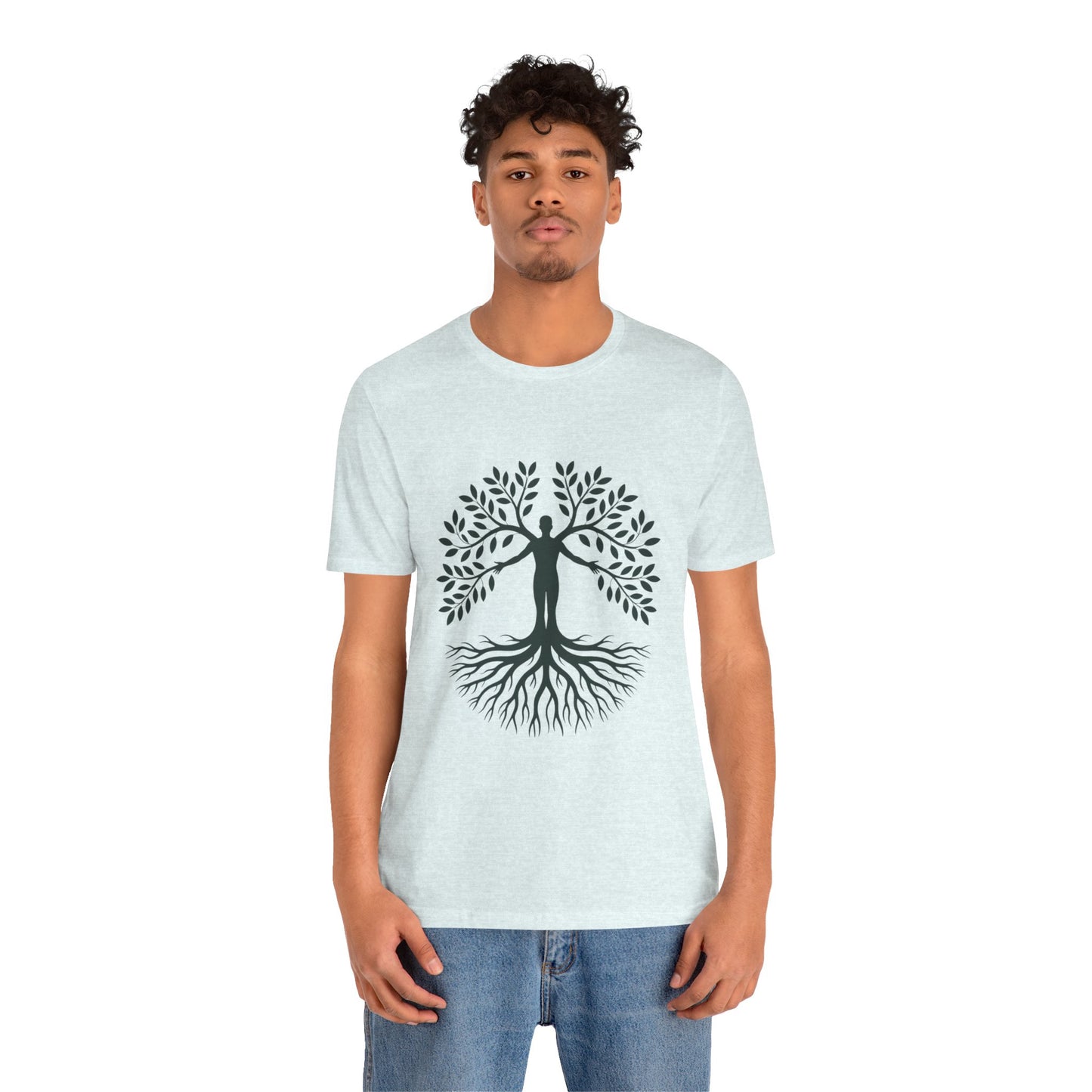 Roots of Life Organic Cotton Tee - Human & Tree Silhouette Nature Design