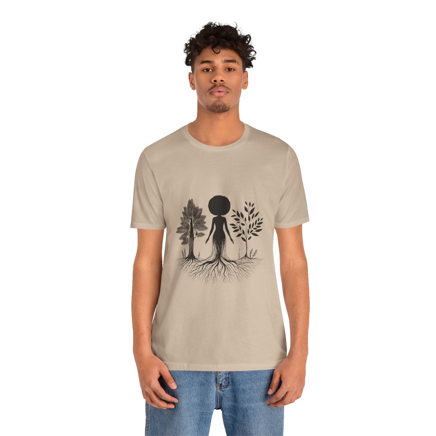 Grounded Soul Shirt – Abstract One-Line Nude with Tree Roots | Arte Vert Designs