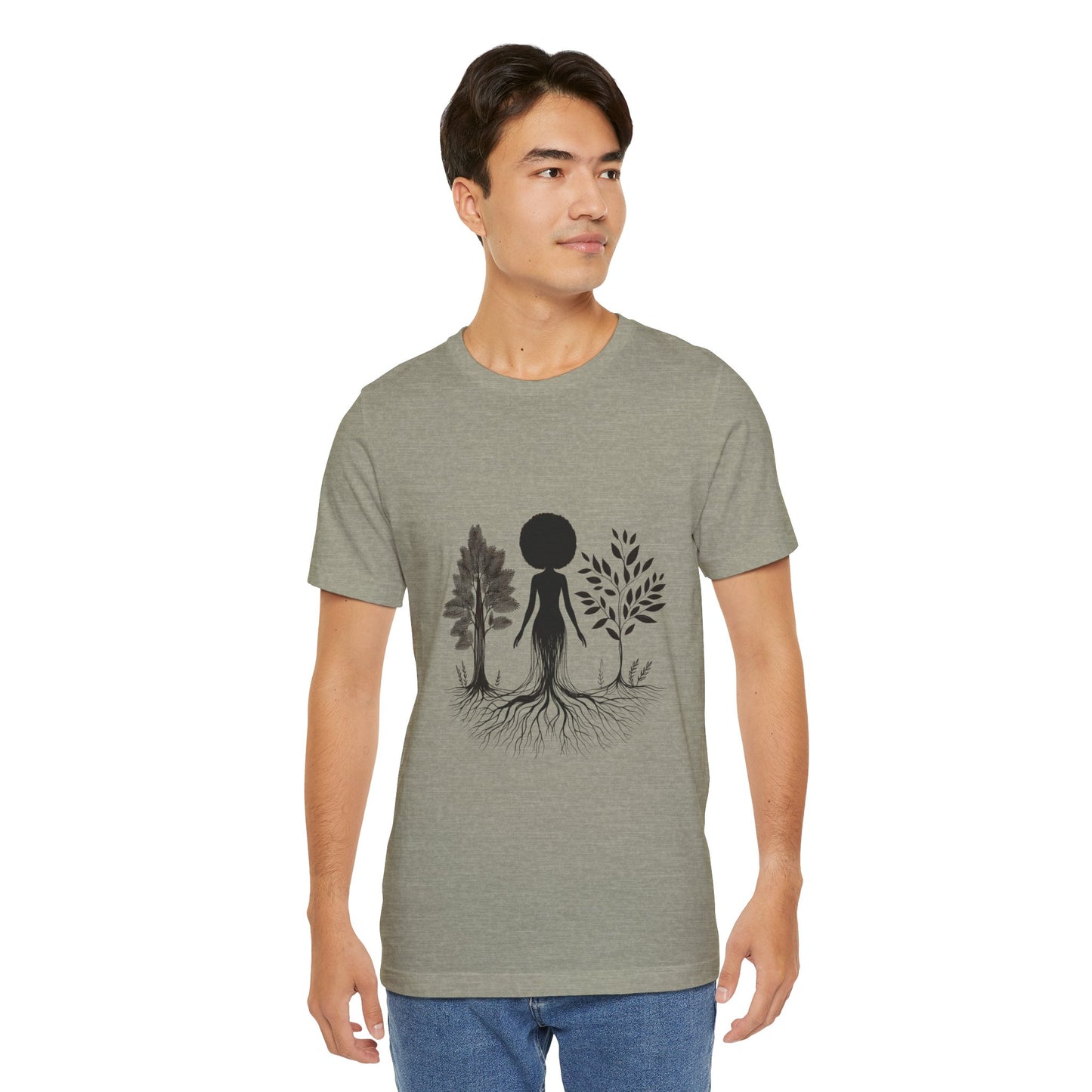 Grounded Soul Shirt – Abstract One-Line Nude with Tree Roots | Arte Vert Designs
