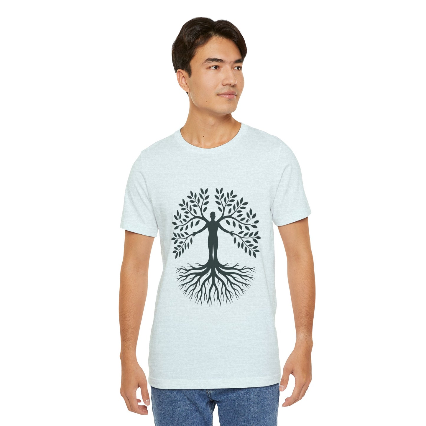 Roots of Life Organic Cotton Tee - Human & Tree Silhouette Nature Design
