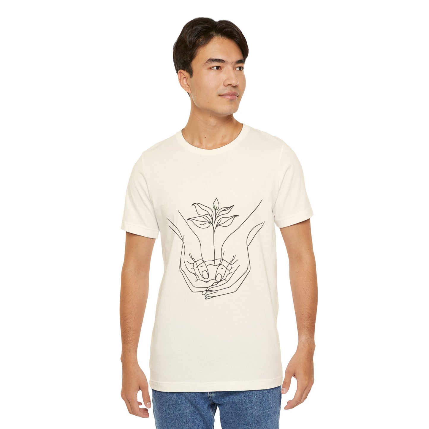 Root Connection Tee – One-Line Hands & Roots Drawing, Spiritual Nature Art | Arte Vert Designs
