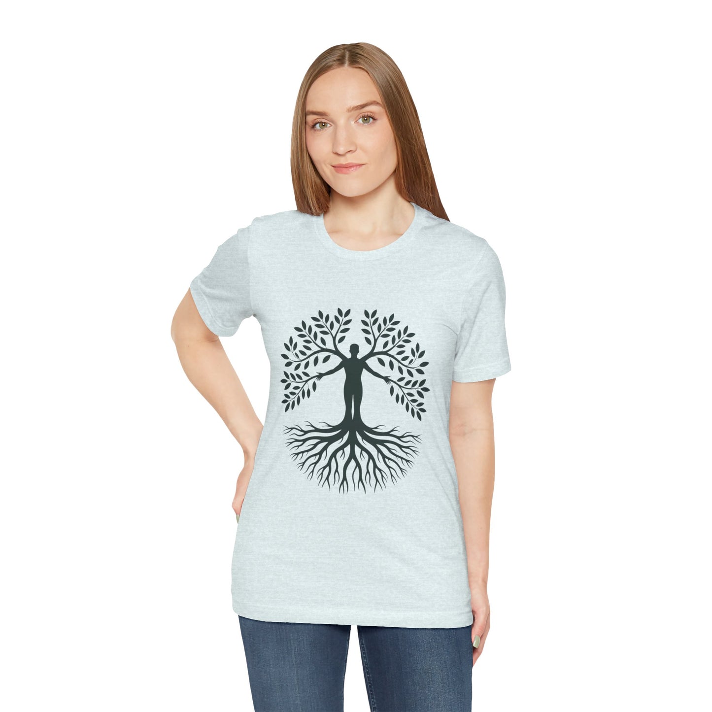 Roots of Life Organic Cotton Tee - Human & Tree Silhouette Nature Design
