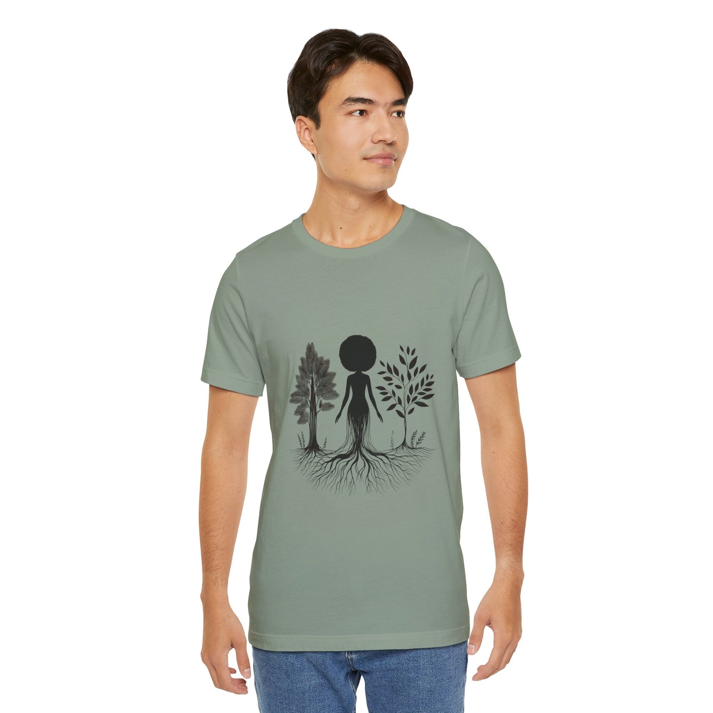 Grounded Soul Shirt – Abstract One-Line Nude with Tree Roots | Arte Vert Designs
