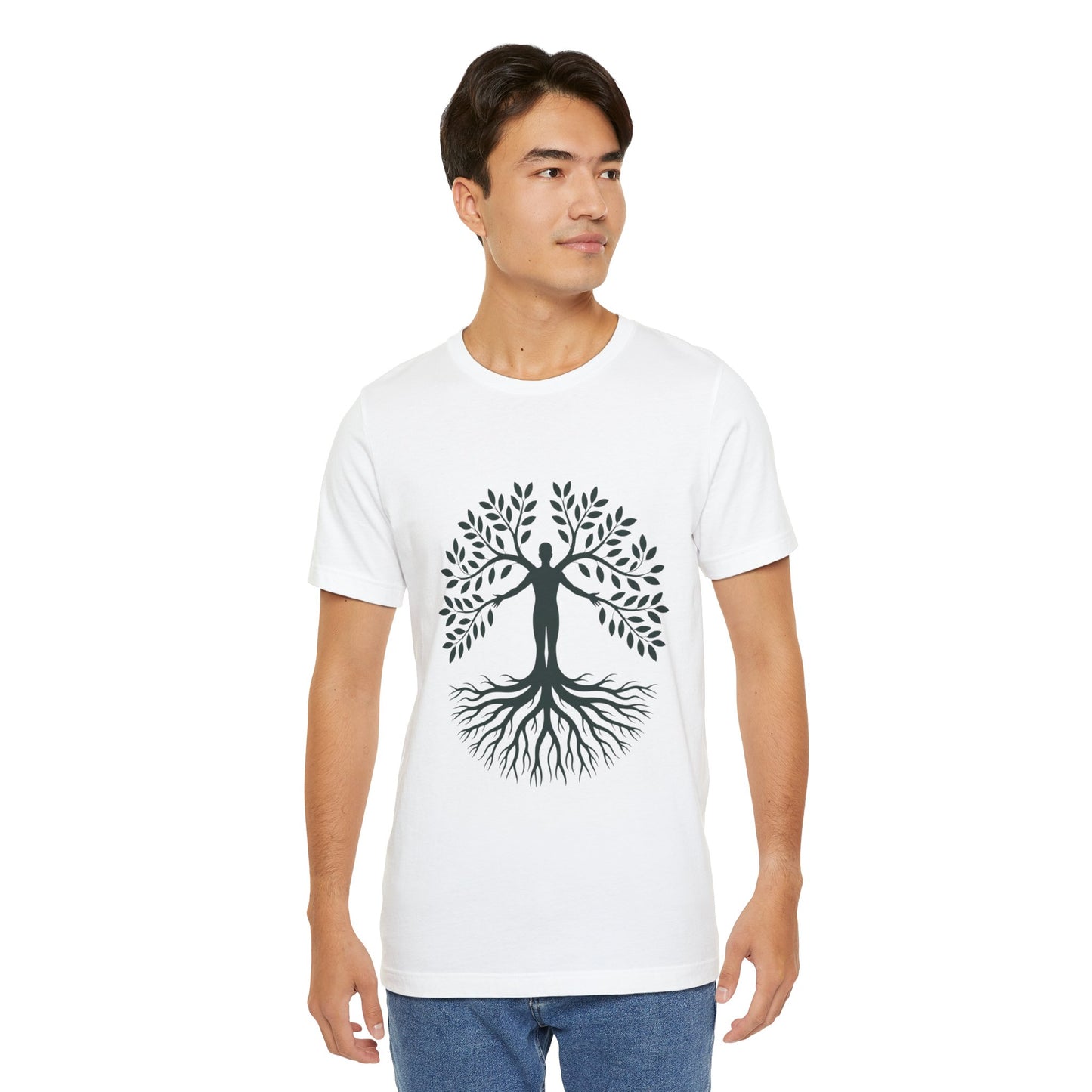 Roots of Life Organic Cotton Tee - Human & Tree Silhouette Nature Design