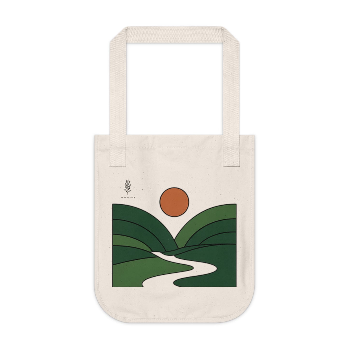 ArteVert Organic Canvas Tote - Minimal Landscape with Rolling Hills & Sunset