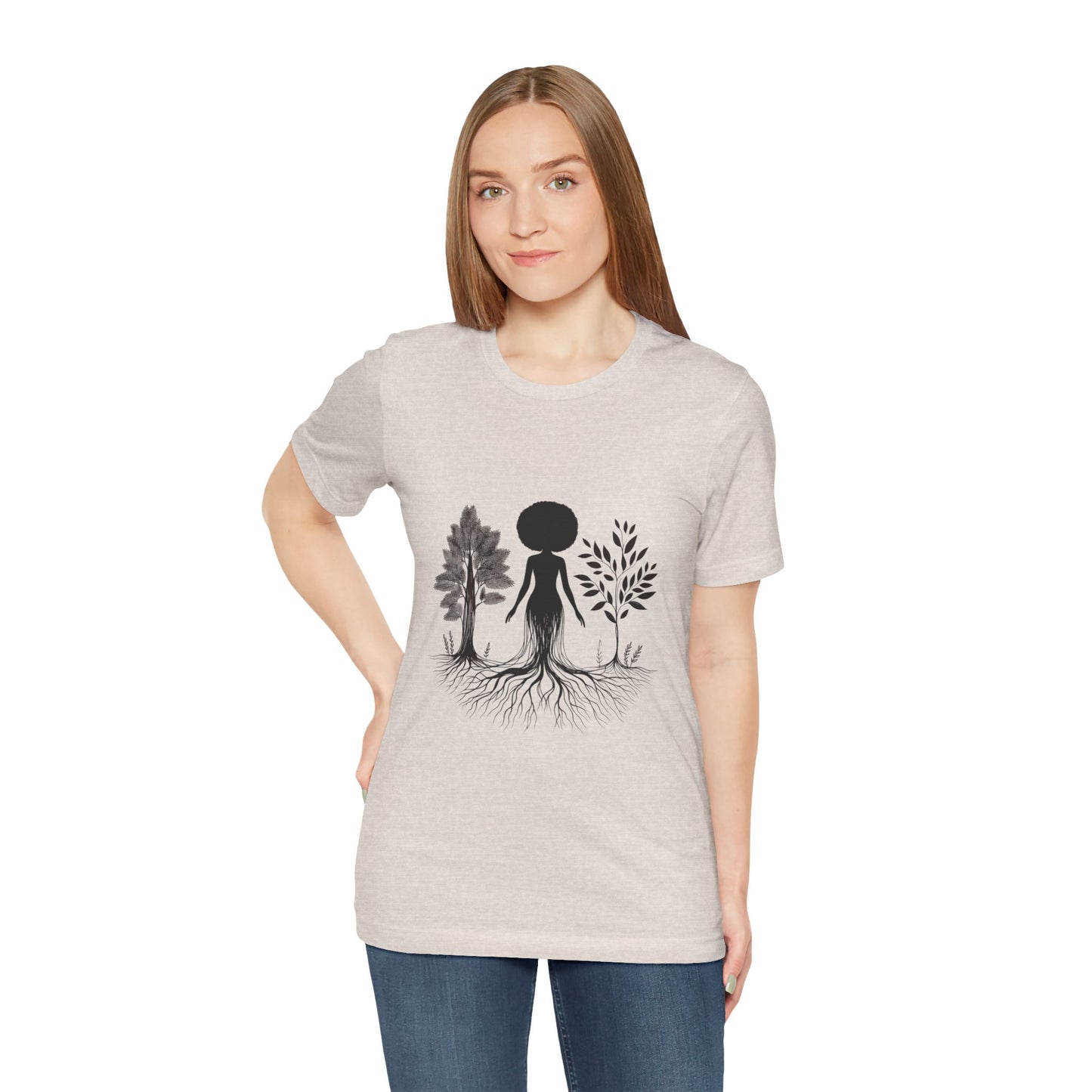 Grounded Soul Shirt – Abstract One-Line Nude with Tree Roots | Arte Vert Designs