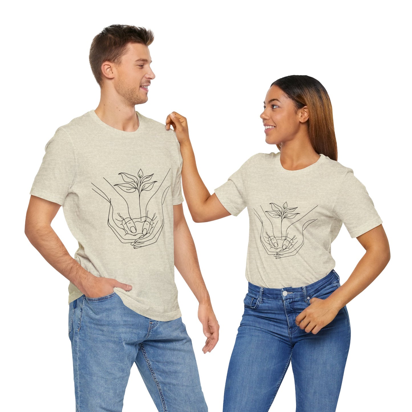Root Connection Tee – One-Line Hands & Roots Drawing, Spiritual Nature Art | Arte Vert Designs