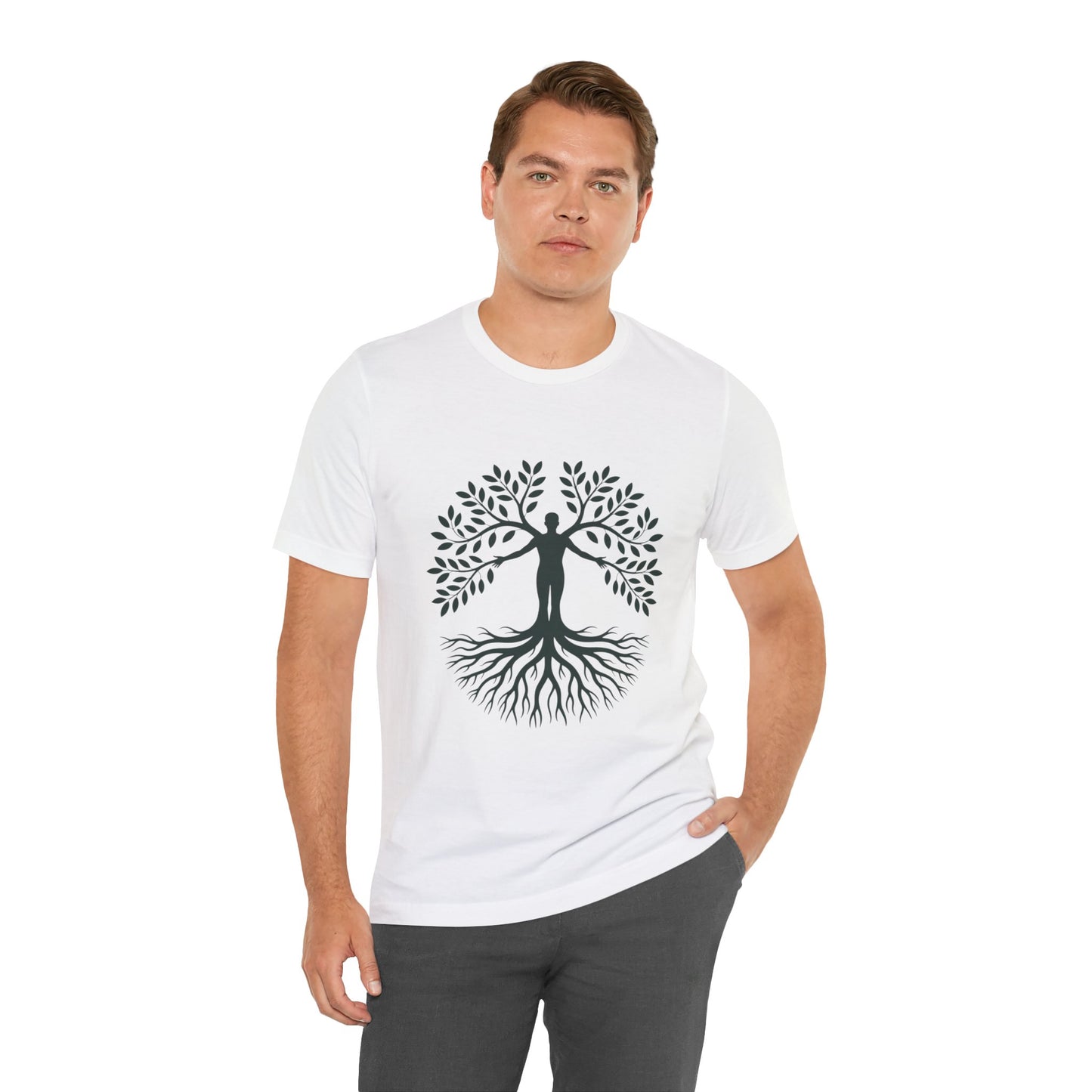 Roots of Life Organic Cotton Tee - Human & Tree Silhouette Nature Design