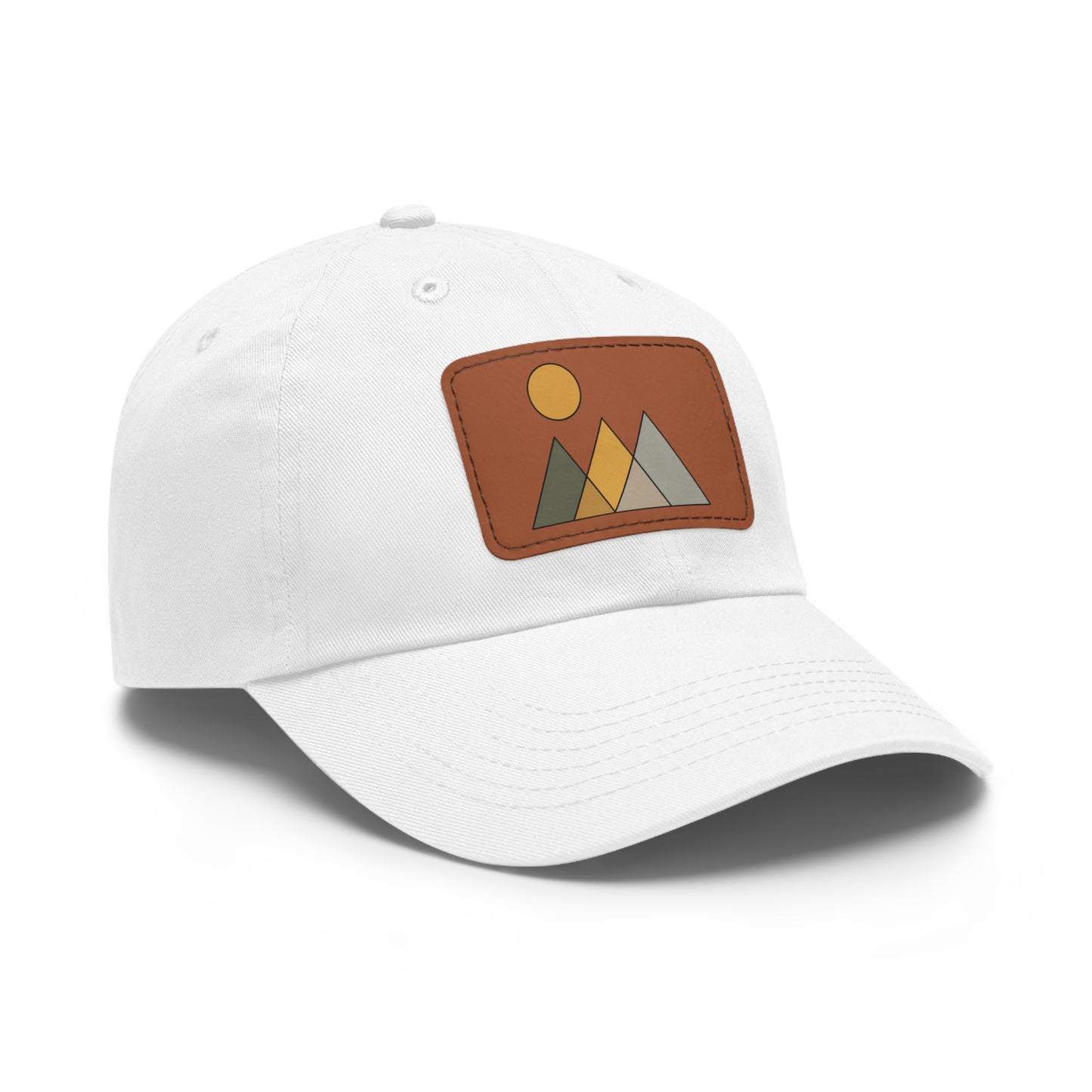 Arte Vert Mountain Sunrise Dad Hat with Leather Patch - Minimal Nature Design