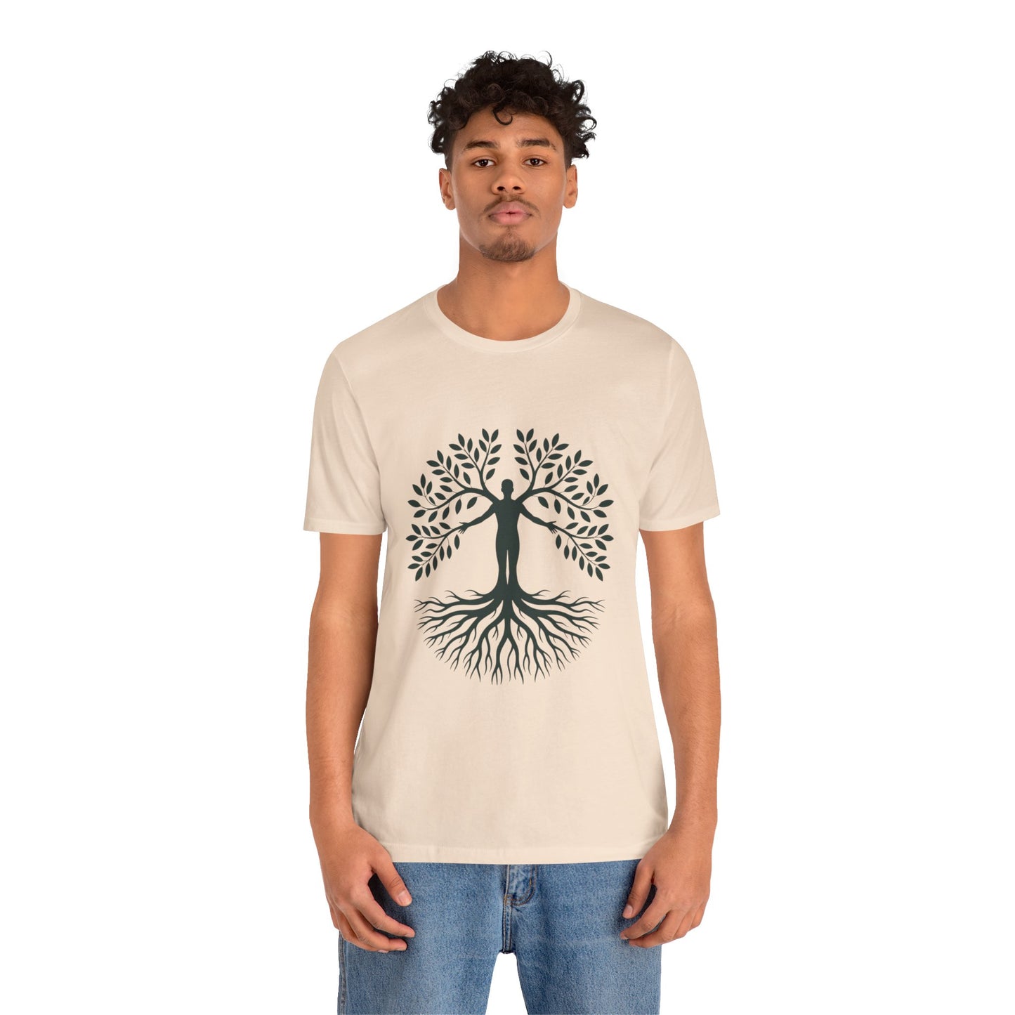Roots of Life Organic Cotton Tee - Human & Tree Silhouette Nature Design