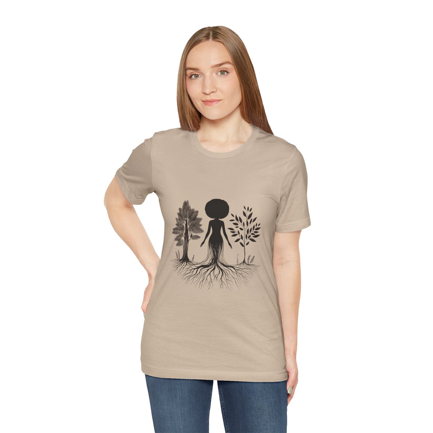 Grounded Soul Shirt – Abstract One-Line Nude with Tree Roots | Arte Vert Designs