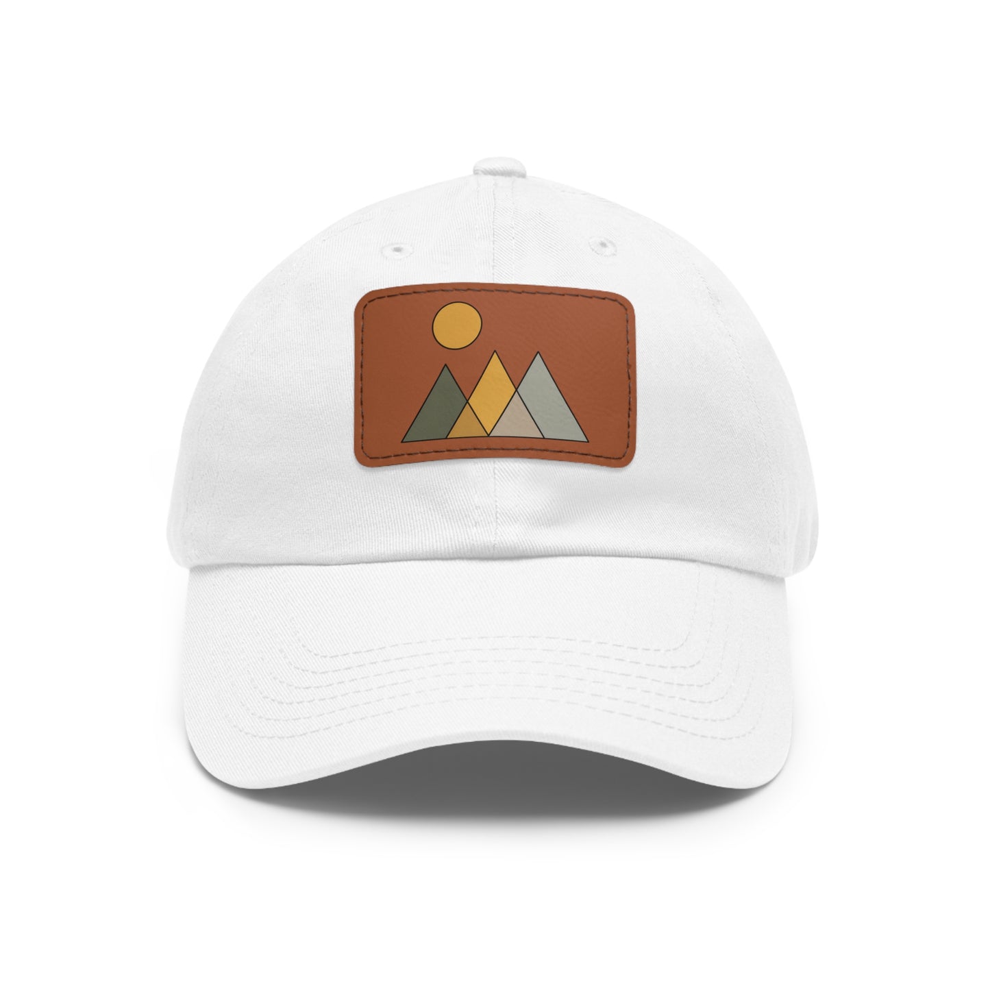 Arte Vert Mountain Sunrise Dad Hat with Leather Patch - Minimal Nature Design